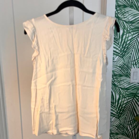Ba&sh Cream Fani Crepe Ruffle Blouse Small - Picture 6 of 14